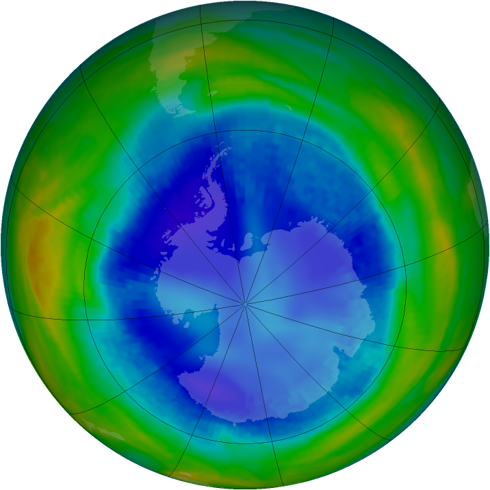 Antarctic ozone map for 24 August 2003